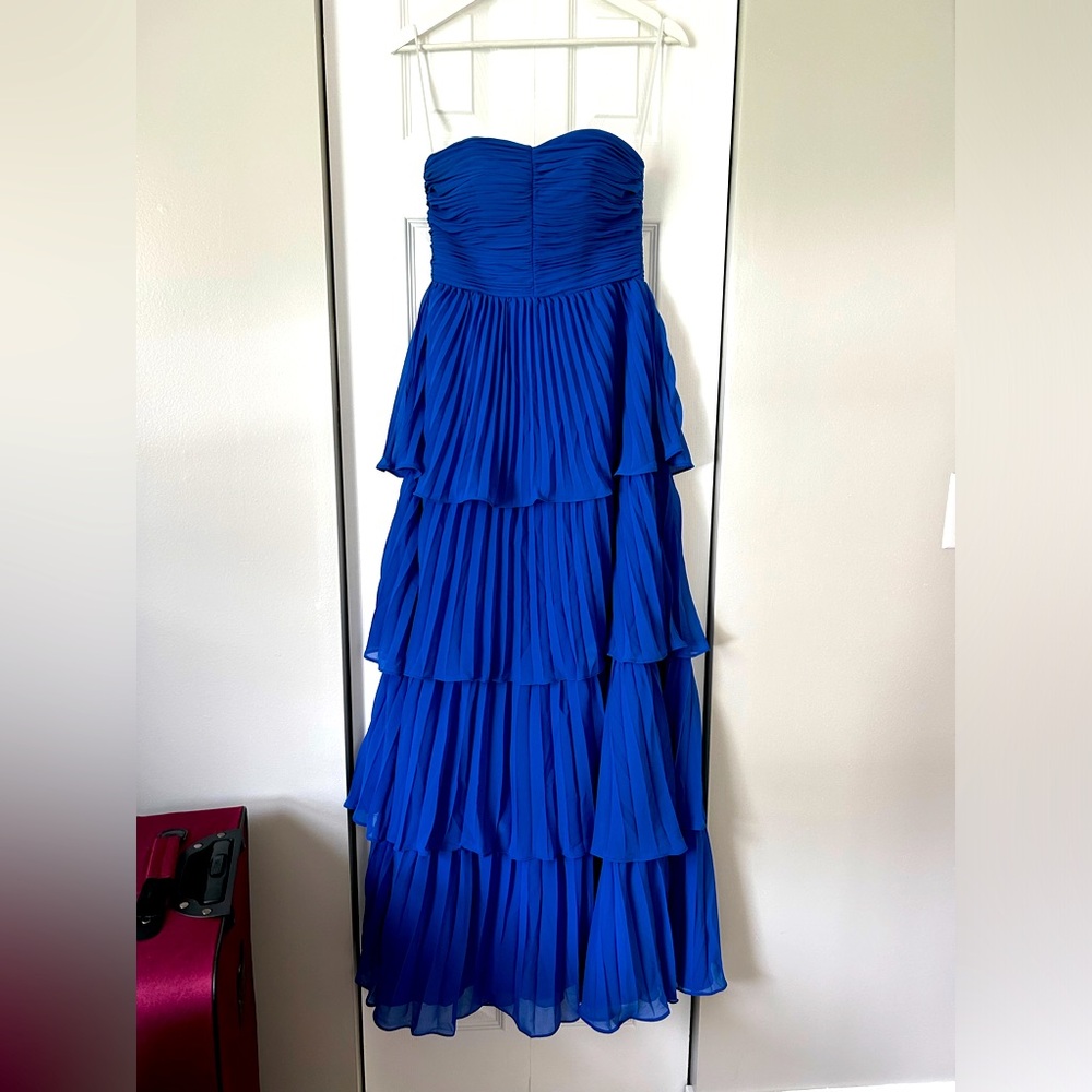 A-Line Sweetheart Floor Length Tiered Chiffon Bridesmaid Dress from Wedtrend, RB